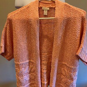 Chico's PINK shrug, short sleeves, heavy knit, size 0, like-new condition!